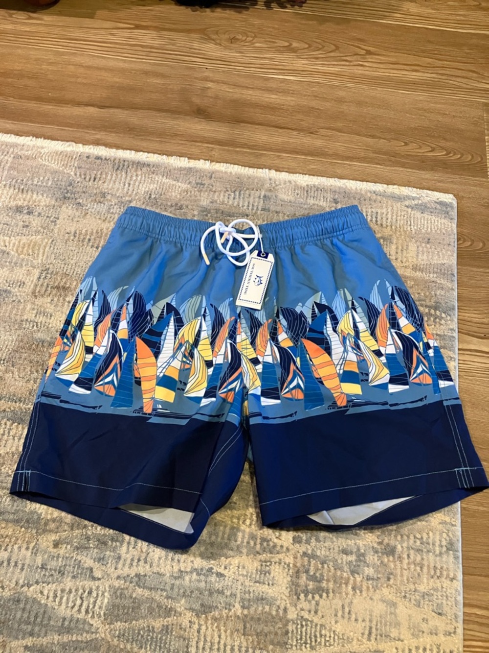 Southern Tide Steel Blue Sailing away  Swim Trunks